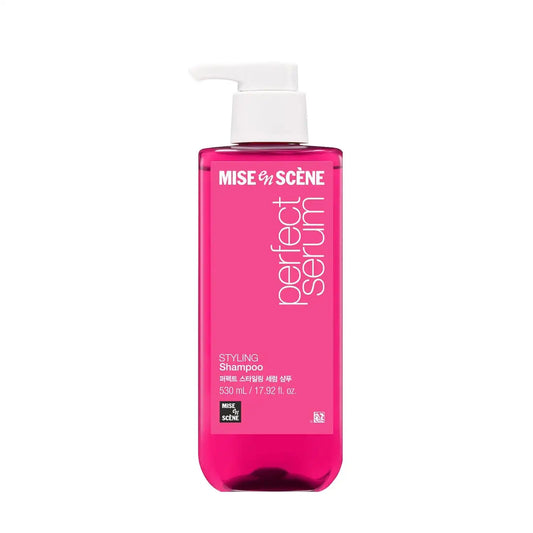 Mise En Scene Hair Perfume Shampoo - Perfect Styling Serum Shampoo - with Peony and Rose Scent, Styling Memory & Heat Protection, Enriched with Argan Oil, Daily Nourishing, 17.92 Fl. Oz.