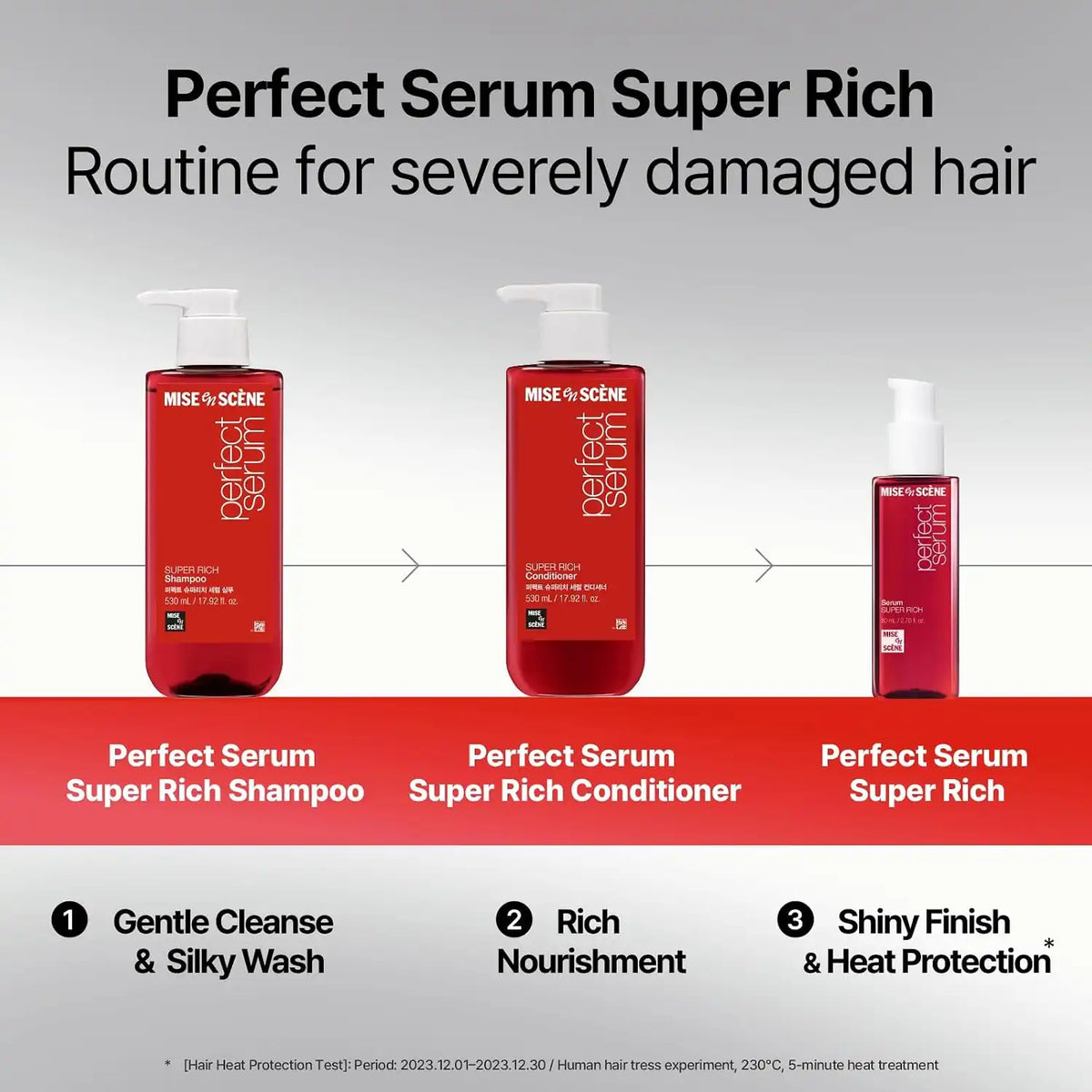 Mise En Scene Perfect Serum Super Rich Shampoo | Korean Shampoo for Severely Damaged Hair | Anti-Frizz, Hydrating, Nourishing | Korean Hair Care with Moroccan Oil, Jojoba Seed | 17.92 Fl Oz