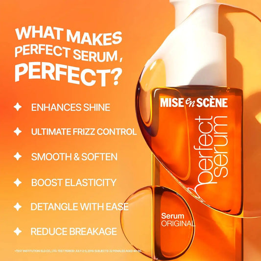 Mise En Scene Perfect Serum Original - Heat Protectant Hair Oil for Frizzy & Dry | Argan Oil | Visibly Smooths & Softens | Add Shine All Hair Types | Damage Repair | Fruity Floral Scent, 2.7 Fl Oz.