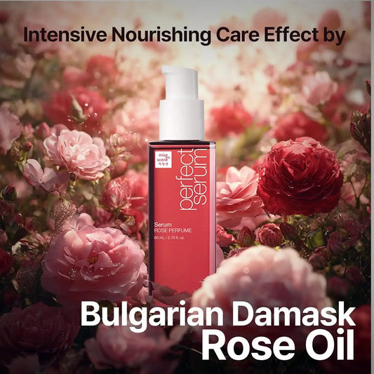 Mise En Scene Perfect Rose Perfume Serum - Hair Refreshing Oil for Dry Hair | Heat Protectant | Argan Oil | Damage Repair | Korean Hair Care | Frizz Ease Essence | Dermask Rose Scent 2.70 Fl. Oz.